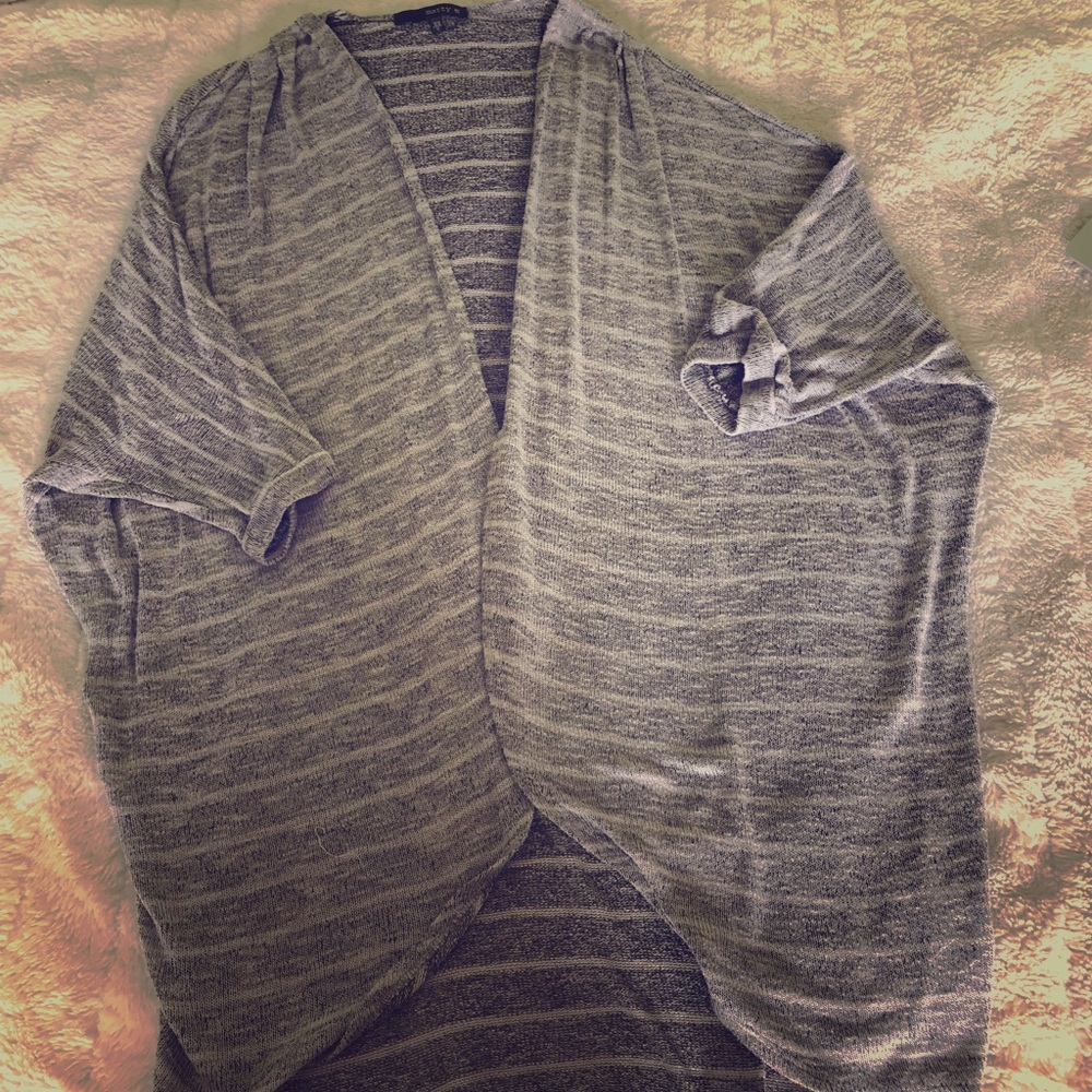 Oversized heather grey striped cardigan